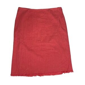 Womens Vintage Abercrombie & Fitch 90s Red Cotton Wrap Skirt Frayed Hem Size 4